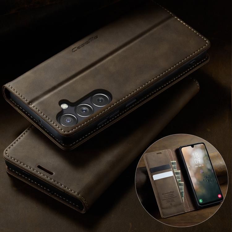 For Samsung Galaxy A24 4G CaseMe 033 Calf Leather Lining Microfibre RFID Blocking Phone Case