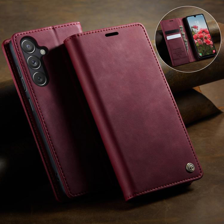 For Samsung Galaxy A24 4G CaseMe 033 Calf Leather Lining Microfibre RFID Blocking Phone Case