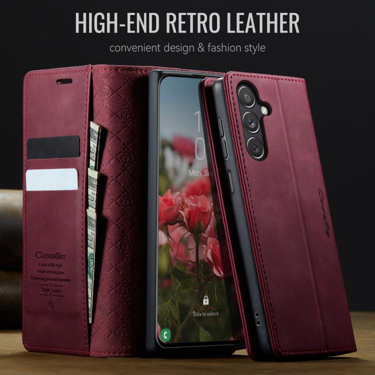 For Samsung Galaxy A24 4G CaseMe 033 Calf Leather Lining Microfibre RFID Blocking Phone Case