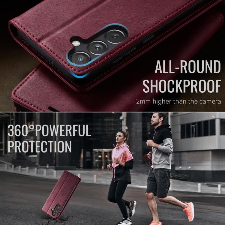 For Samsung Galaxy A24 4G CaseMe 033 Calf Leather Lining Microfibre RFID Blocking Phone Case
