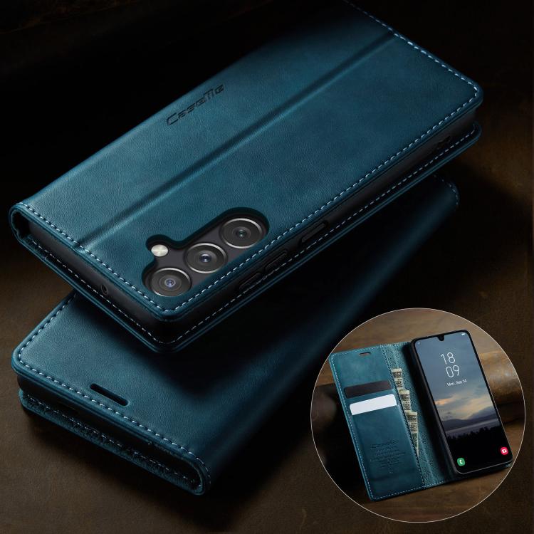 For Samsung Galaxy A24 4G CaseMe 033 Calf Leather Lining Microfibre RFID Blocking Phone Case