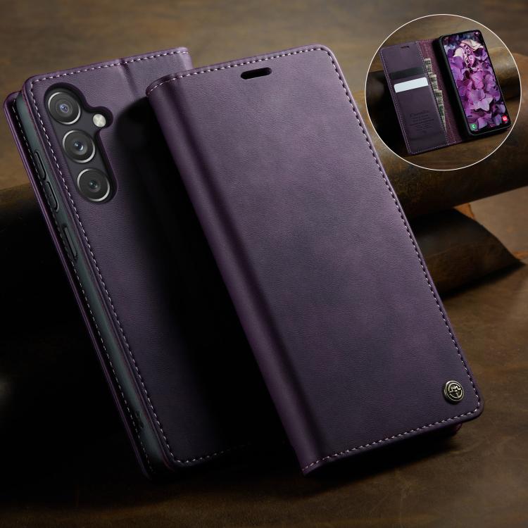 For Samsung Galaxy A24 4G CaseMe 033 Calf Leather Lining Microfibre RFID Blocking Phone Case