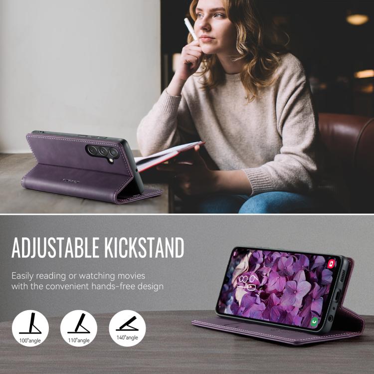 For Samsung Galaxy A24 4G CaseMe 033 Calf Leather Lining Microfibre RFID Blocking Phone Case