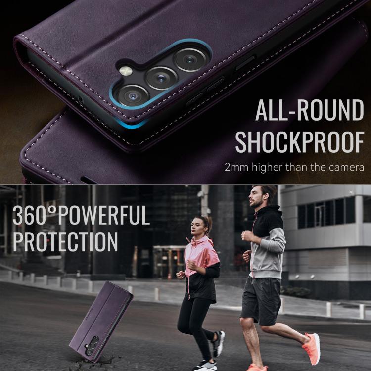 For Samsung Galaxy A24 4G CaseMe 033 Calf Leather Lining Microfibre RFID Blocking Phone Case