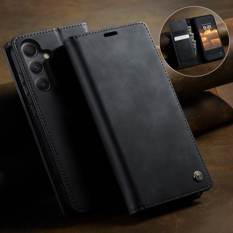 For Samsung Galaxy A34 5G CaseMe 033 Calf Leather Lining Microfibre RFID Blocking Phone Case