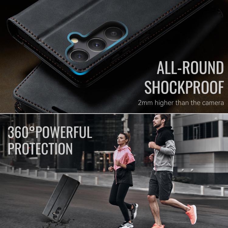 For Samsung Galaxy A34 5G CaseMe 033 Calf Leather Lining Microfibre RFID Blocking Phone Case