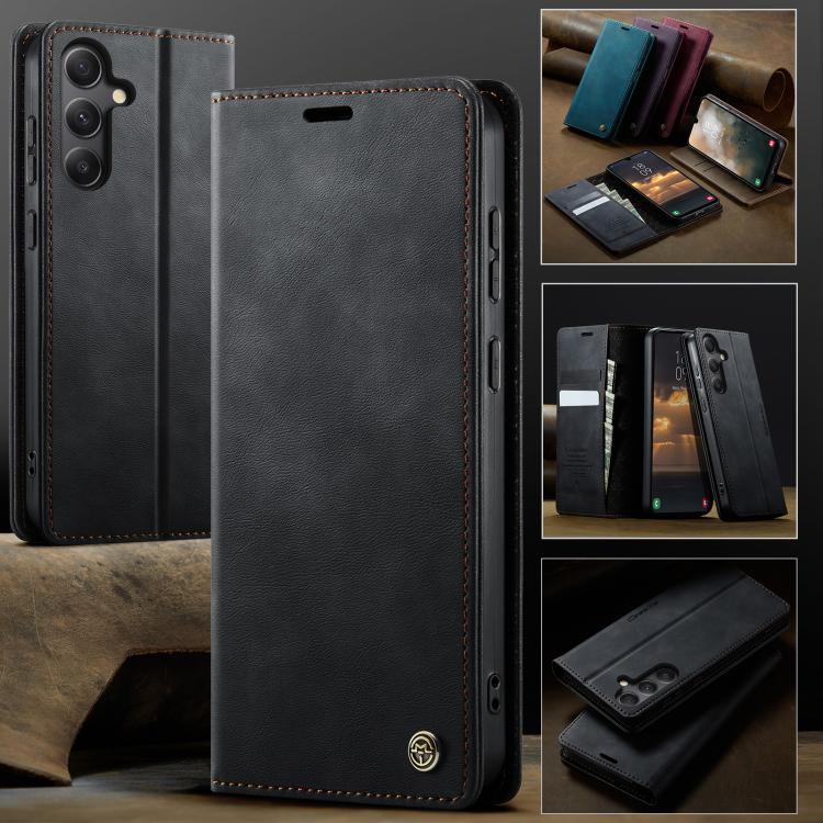 For Samsung Galaxy A34 5G CaseMe 033 Calf Leather Lining Microfibre RFID Blocking Phone Case