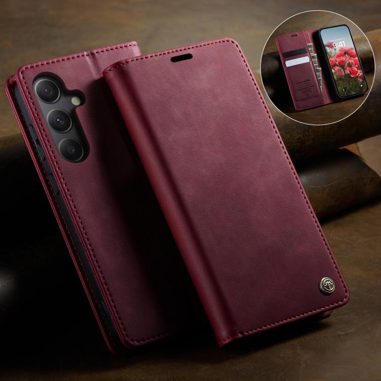 For Samsung Galaxy A34 5G CaseMe 033 Calf Leather Lining Microfibre RFID Blocking Phone Case