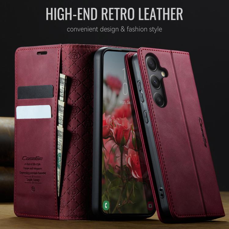 For Samsung Galaxy A34 5G CaseMe 033 Calf Leather Lining Microfibre RFID Blocking Phone Case