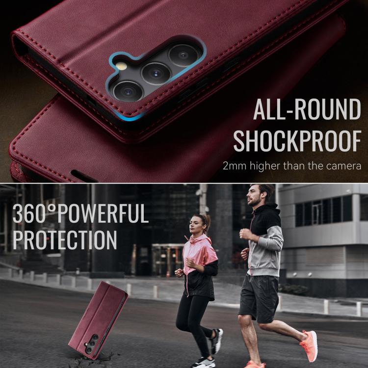 For Samsung Galaxy A34 5G CaseMe 033 Calf Leather Lining Microfibre RFID Blocking Phone Case