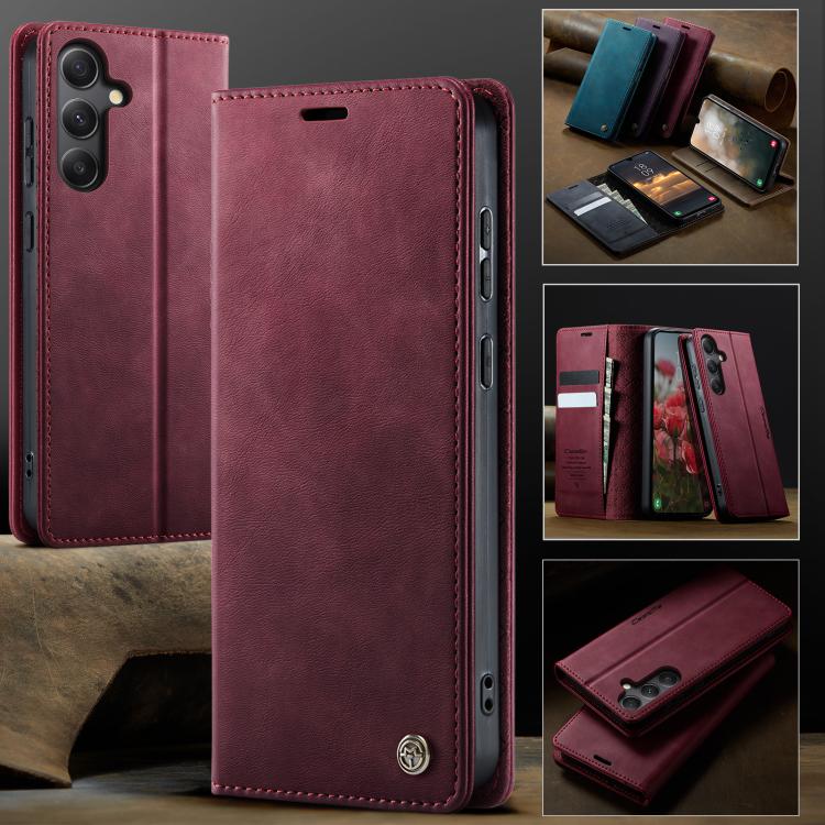 For Samsung Galaxy A34 5G CaseMe 033 Calf Leather Lining Microfibre RFID Blocking Phone Case