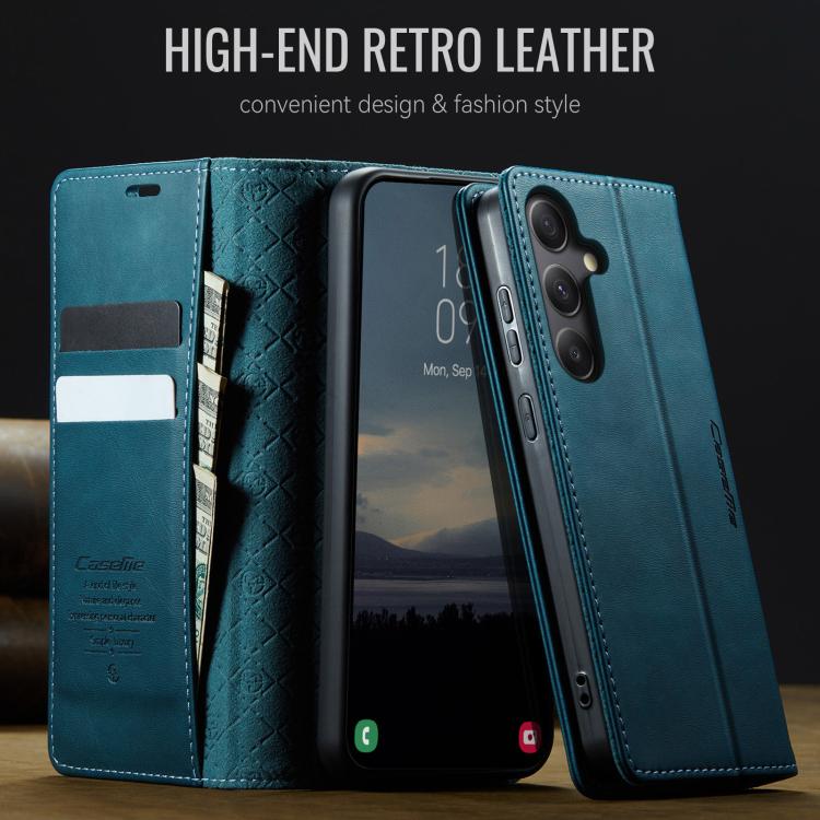For Samsung Galaxy A34 5G CaseMe 033 Calf Leather Lining Microfibre RFID Blocking Phone Case