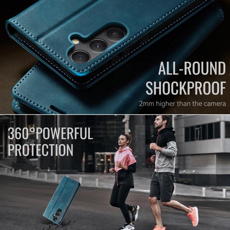 For Samsung Galaxy A34 5G CaseMe 033 Calf Leather Lining Microfibre RFID Blocking Phone Case