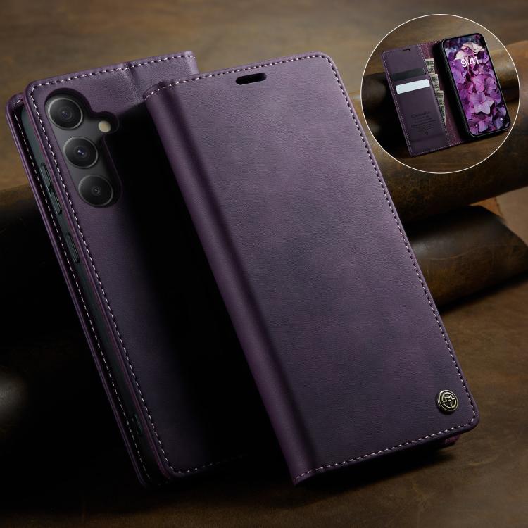 For Samsung Galaxy A34 5G CaseMe 033 Calf Leather Lining Microfibre RFID Blocking Phone Case