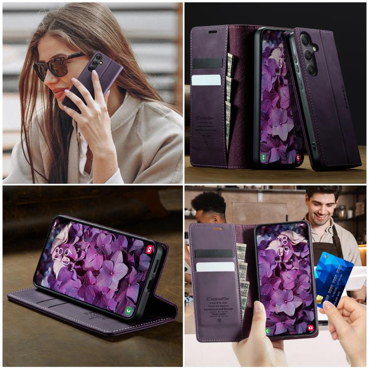 For Samsung Galaxy A34 5G CaseMe 033 Calf Leather Lining Microfibre RFID Blocking Phone Case