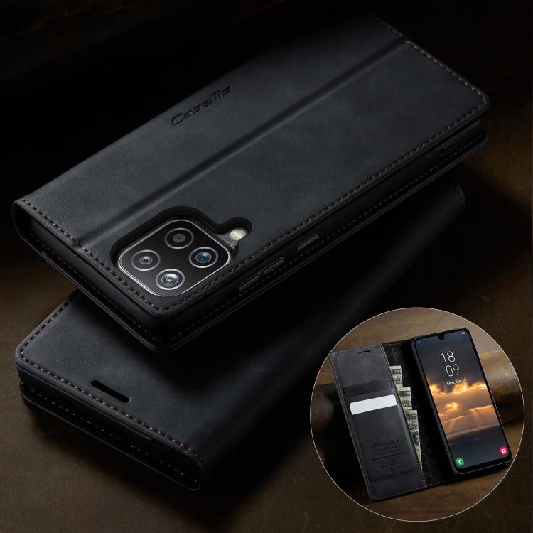 For Samsung Galaxy A12 5G CaseMe 033 Calf Leather Lining Microfibre RFID Blocking Phone Case