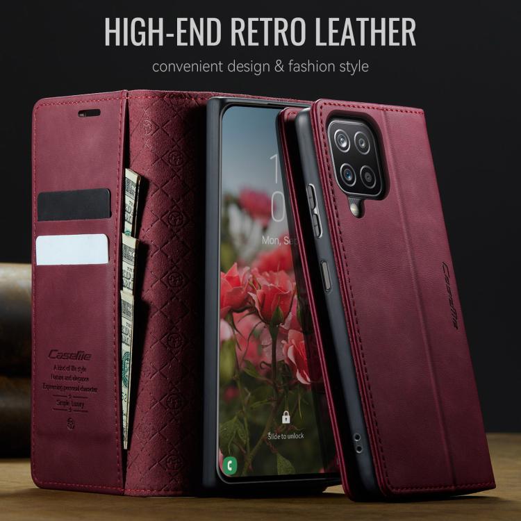For Samsung Galaxy A12 5G CaseMe 033 Calf Leather Lining Microfibre RFID Blocking Phone Case