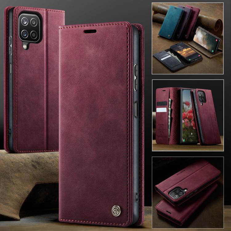 For Samsung Galaxy A12 5G CaseMe 033 Calf Leather Lining Microfibre RFID Blocking Phone Case