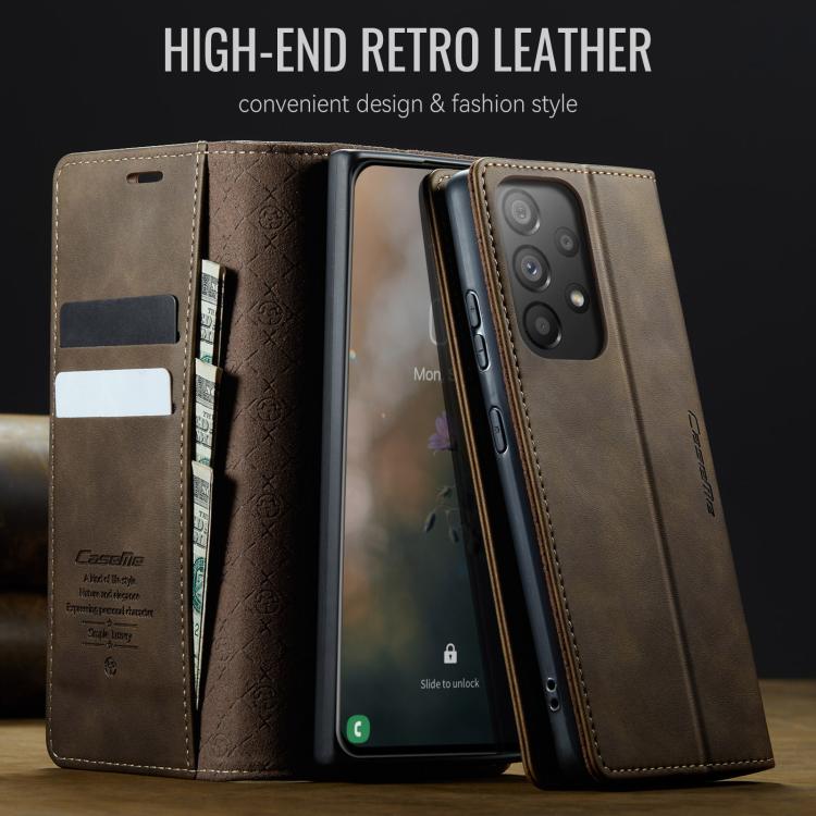 For Samsung Galaxy A33 5G CaseMe 033 Calf Leather Lining Microfibre RFID Blocking Phone Case