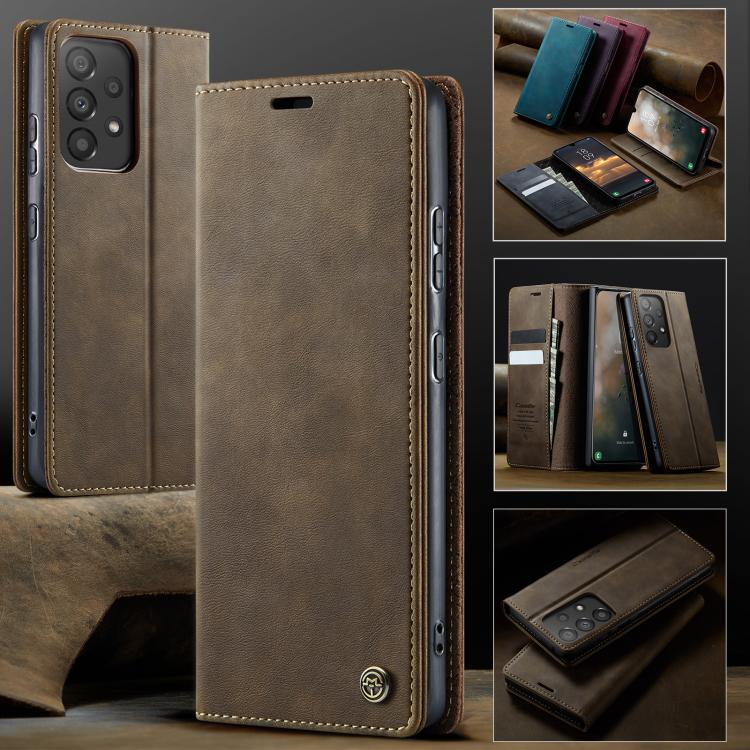 For Samsung Galaxy A33 5G CaseMe 033 Calf Leather Lining Microfibre RFID Blocking Phone Case