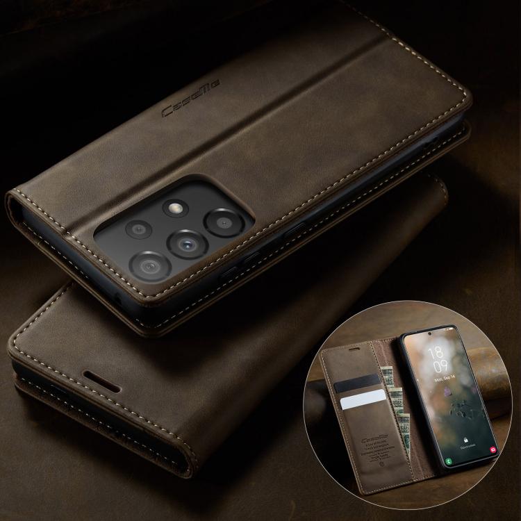 For Samsung Galaxy A33 5G CaseMe 033 Calf Leather Lining Microfibre RFID Blocking Phone Case