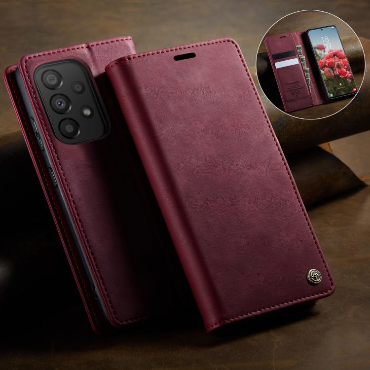 For Samsung Galaxy A33 5G CaseMe 033 Calf Leather Lining Microfibre RFID Blocking Phone Case