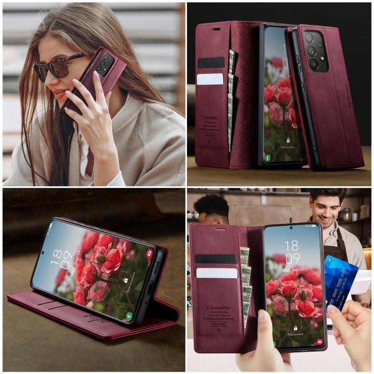 For Samsung Galaxy A33 5G CaseMe 033 Calf Leather Lining Microfibre RFID Blocking Phone Case