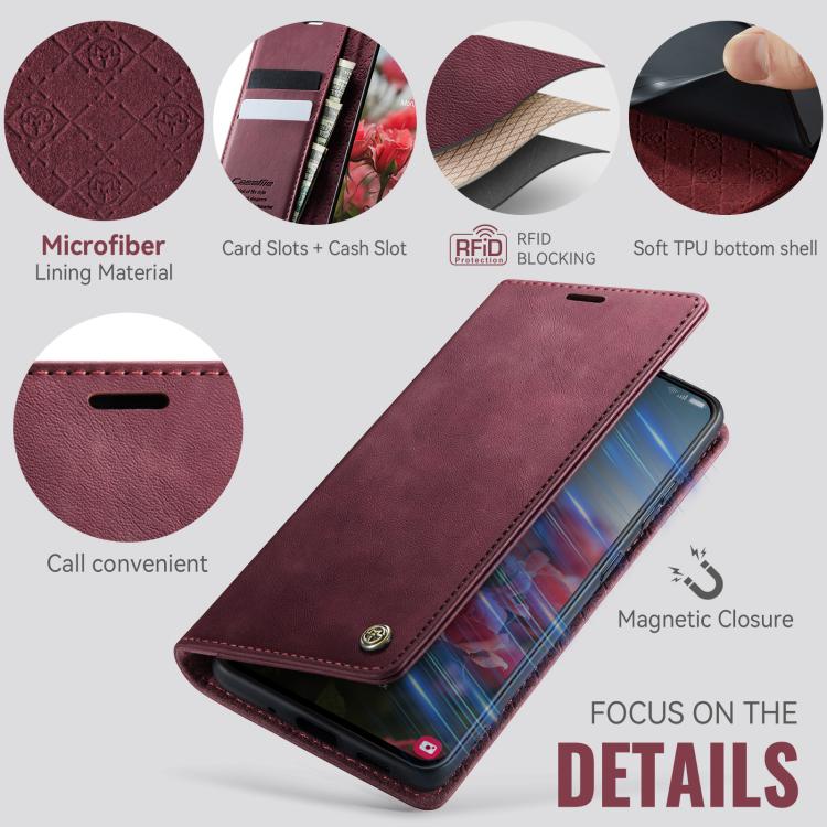 For Samsung Galaxy A33 5G CaseMe 033 Calf Leather Lining Microfibre RFID Blocking Phone Case
