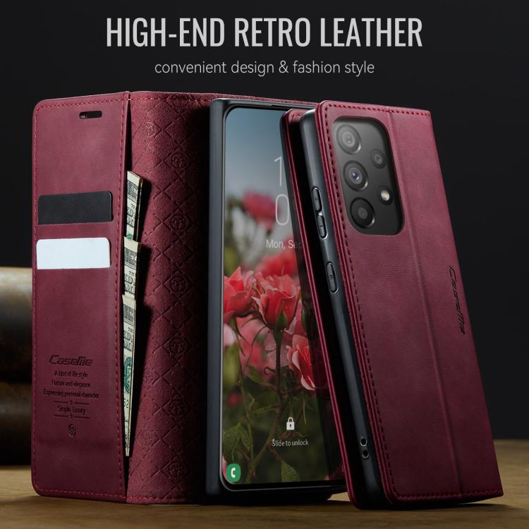 For Samsung Galaxy A33 5G CaseMe 033 Calf Leather Lining Microfibre RFID Blocking Phone Case