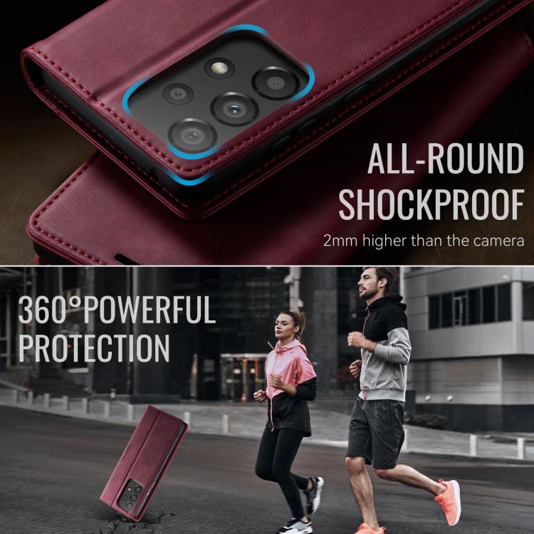 For Samsung Galaxy A33 5G CaseMe 033 Calf Leather Lining Microfibre RFID Blocking Phone Case