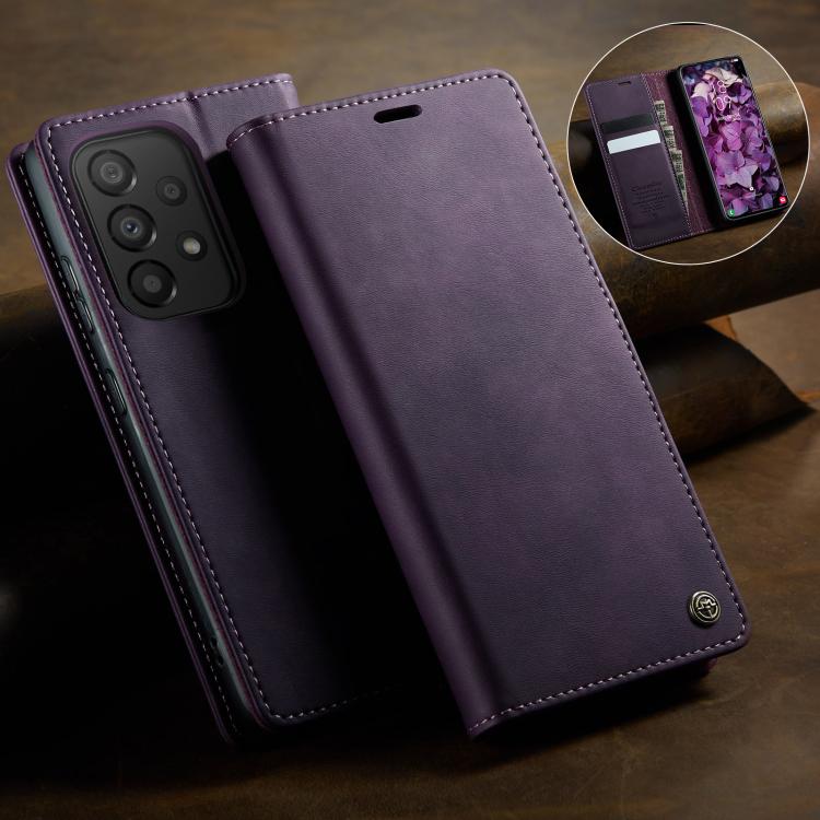 For Samsung Galaxy A33 5G CaseMe 033 Calf Leather Lining Microfibre RFID Blocking Phone Case