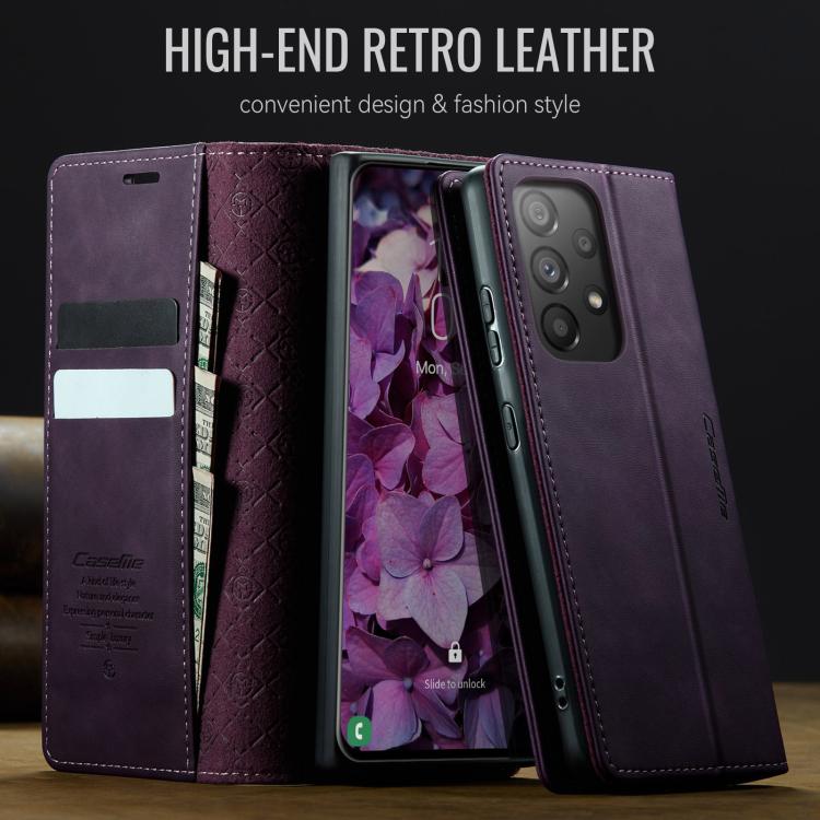 For Samsung Galaxy A33 5G CaseMe 033 Calf Leather Lining Microfibre RFID Blocking Phone Case