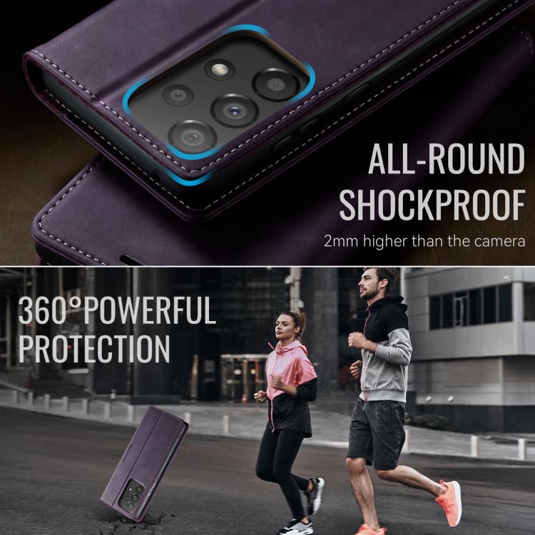For Samsung Galaxy A33 5G CaseMe 033 Calf Leather Lining Microfibre RFID Blocking Phone Case
