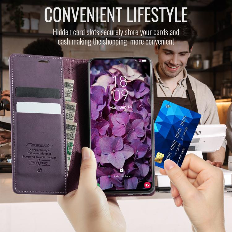 For Samsung Galaxy A33 5G CaseMe 033 Calf Leather Lining Microfibre RFID Blocking Phone Case