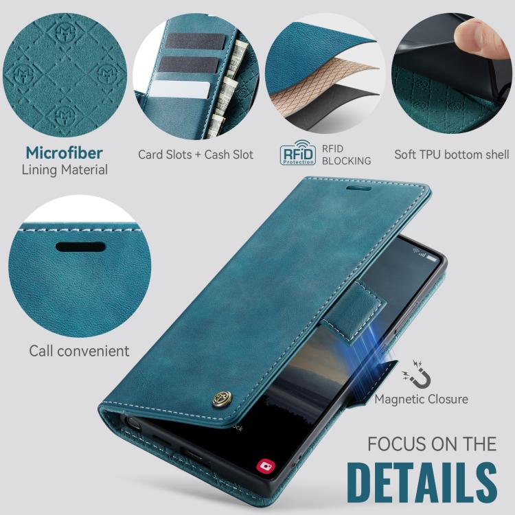 For Samsung Galaxy S22 Ultra 5G CaseMe 033 Calf Leather Lining Microfibre RFID Blocking Phone Case