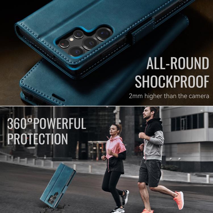 For Samsung Galaxy S22 Ultra 5G CaseMe 033 Calf Leather Lining Microfibre RFID Blocking Phone Case