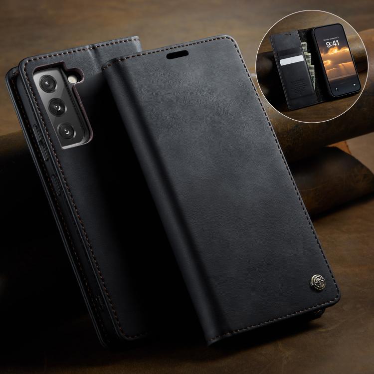 For Samsung Galaxy S22+ 5G CaseMe 033 Calf Leather Lining Microfibre RFID Blocking Phone Case