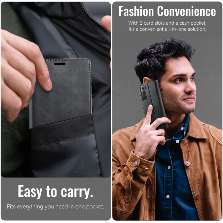 For Samsung Galaxy S22+ 5G CaseMe 033 Calf Leather Lining Microfibre RFID Blocking Phone Case