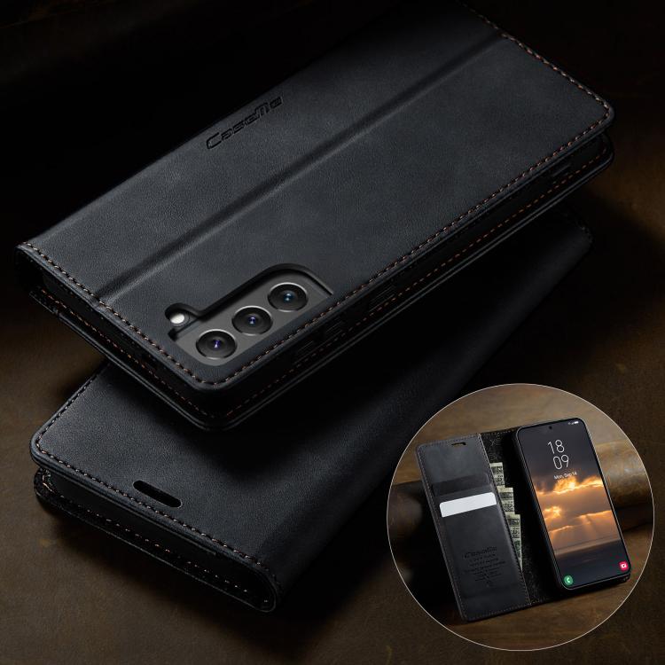 For Samsung Galaxy S22+ 5G CaseMe 033 Calf Leather Lining Microfibre RFID Blocking Phone Case