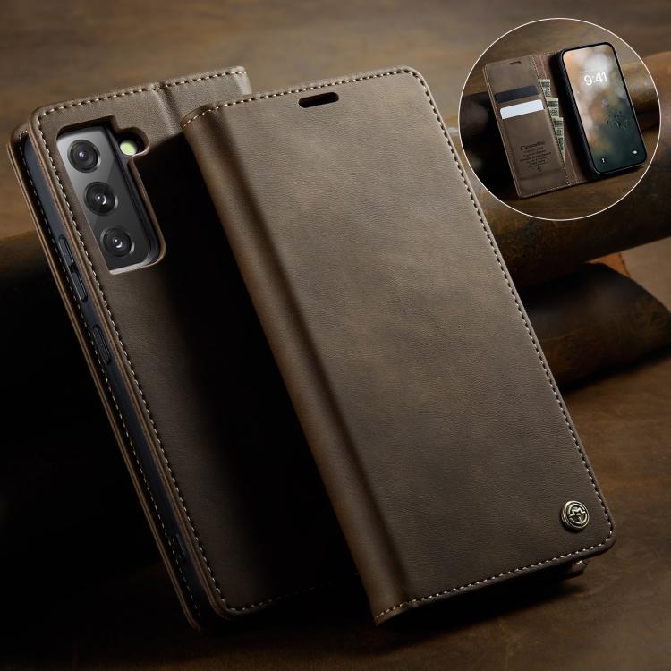 For Samsung Galaxy S22+ 5G CaseMe 033 Calf Leather Lining Microfibre RFID Blocking Phone Case