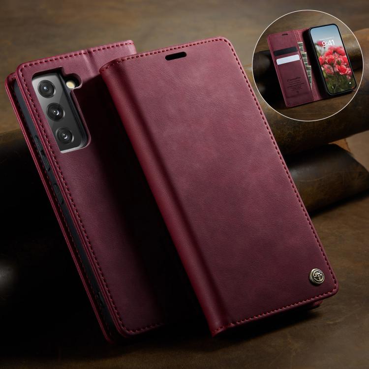 For Samsung Galaxy S22+ 5G CaseMe 033 Calf Leather Lining Microfibre RFID Blocking Phone Case
