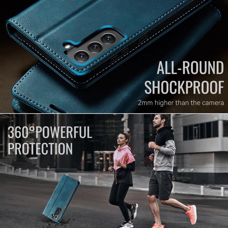 For Samsung Galaxy S22+ 5G CaseMe 033 Calf Leather Lining Microfibre RFID Blocking Phone Case