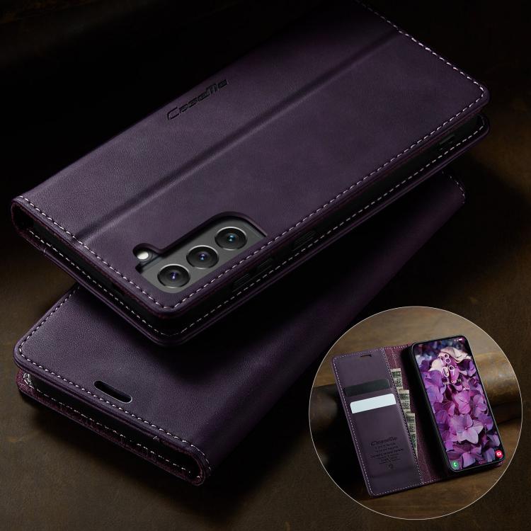 For Samsung Galaxy S22+ 5G CaseMe 033 Calf Leather Lining Microfibre RFID Blocking Phone Case