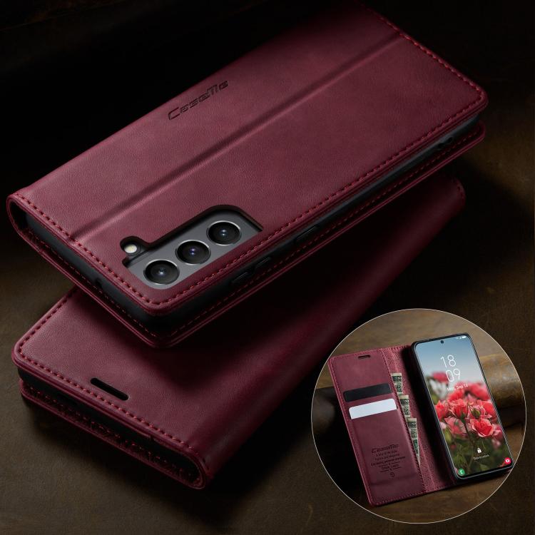 For Samsung Galaxy S21 FE 5G CaseMe 033 Calf Leather Lining Microfibre RFID Blocking Phone Case