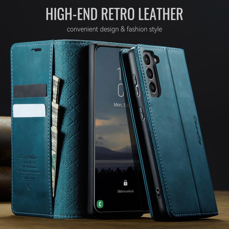 For Samsung Galaxy S21 FE 5G CaseMe 033 Calf Leather Lining Microfibre RFID Blocking Phone Case