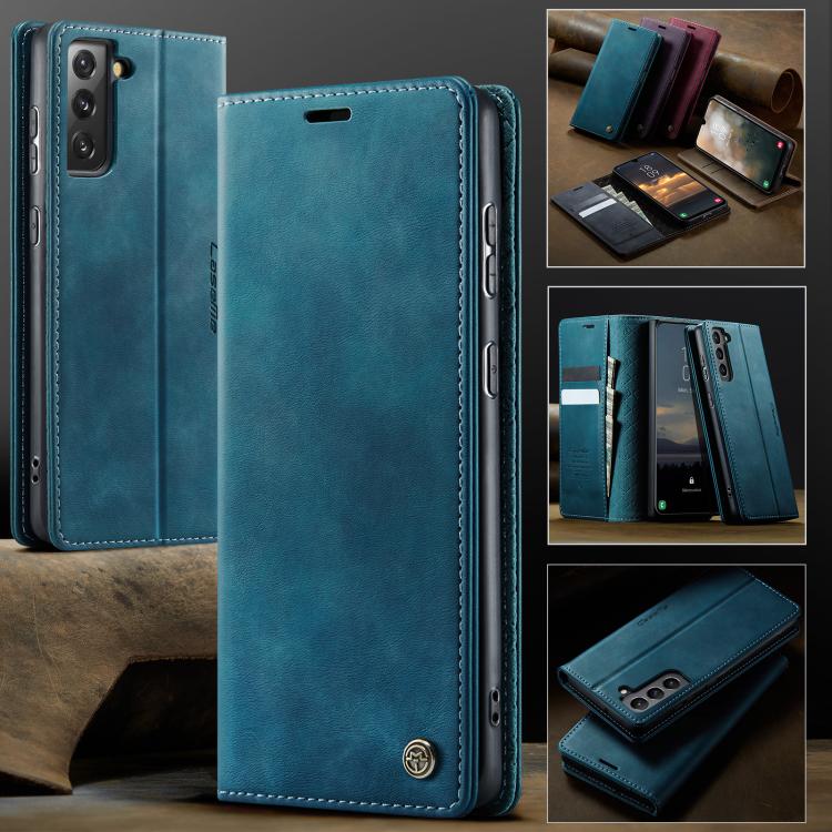 For Samsung Galaxy S21 FE 5G CaseMe 033 Calf Leather Lining Microfibre RFID Blocking Phone Case