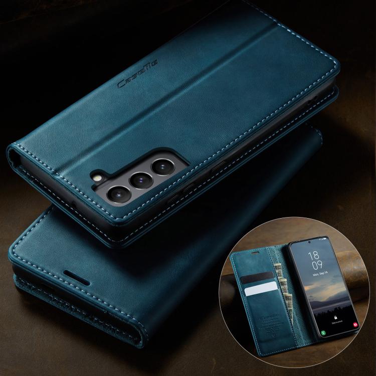For Samsung Galaxy S21 FE 5G CaseMe 033 Calf Leather Lining Microfibre RFID Blocking Phone Case