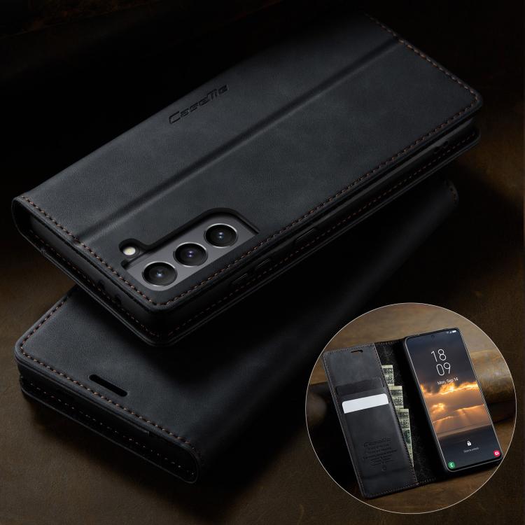 For Samsung Galaxy S21 5G CaseMe 033 Calf Leather Lining Microfibre RFID Blocking Phone Case