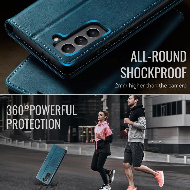 For Samsung Galaxy S21 5G CaseMe 033 Calf Leather Lining Microfibre RFID Blocking Phone Case