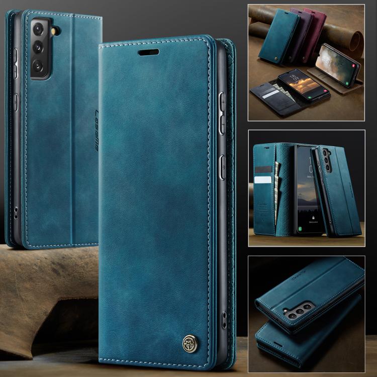 For Samsung Galaxy S21 5G CaseMe 033 Calf Leather Lining Microfibre RFID Blocking Phone Case